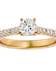 Inel De Logodnă Solitaire Pavé cu Moissanite de 0.85 ct din 18k Aur Galben - Castelo.ro