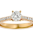 Inel De Logodnă Solitaire Pavé din Aur 14k cu Diamante Create în Laborator de 0.85 ct din 14k Aur Galben - Castelo.ro