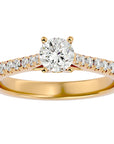Inel De Logodnă Solitaire Pavé cu Diamante Create în Laborator de 0.85 ct din 18k Aur Galben - Castelo.ro