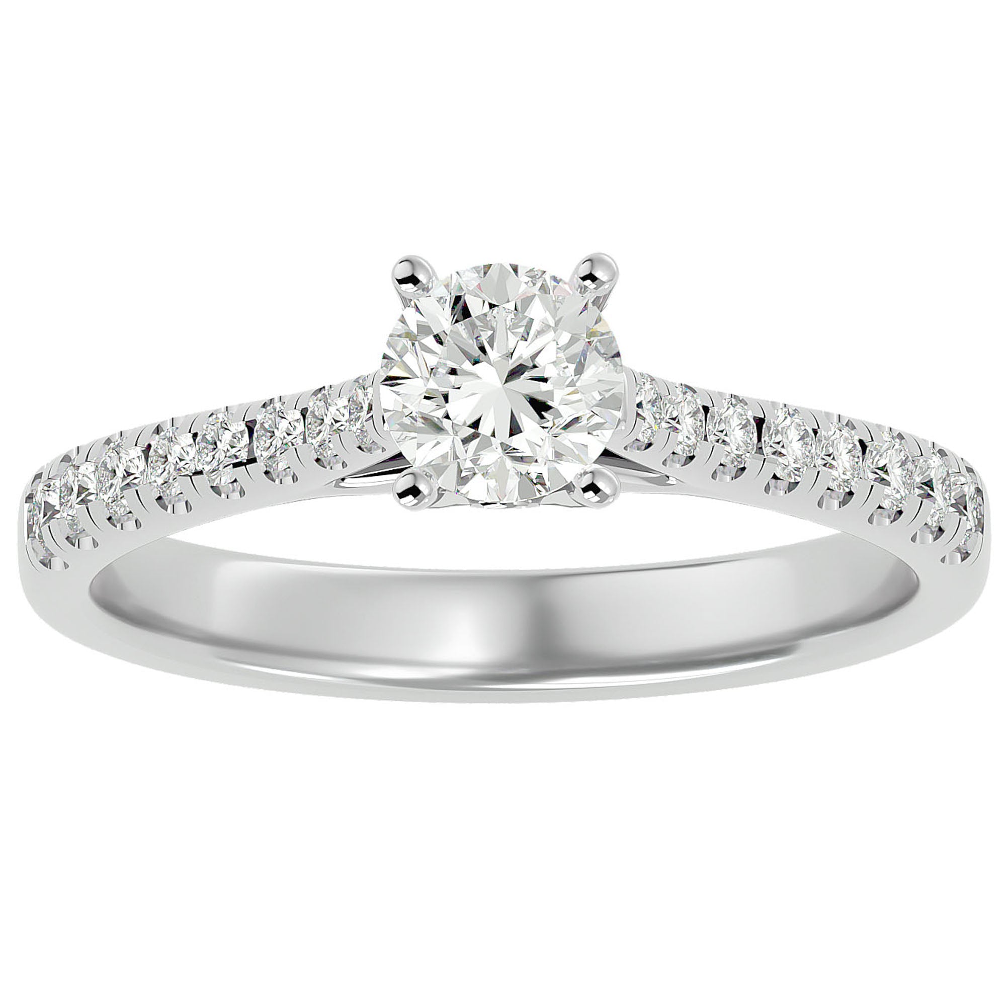 Inel De Logodnă Solitaire Pavé cu Moissanite de 0.85 ct din Platina - Castelo.ro