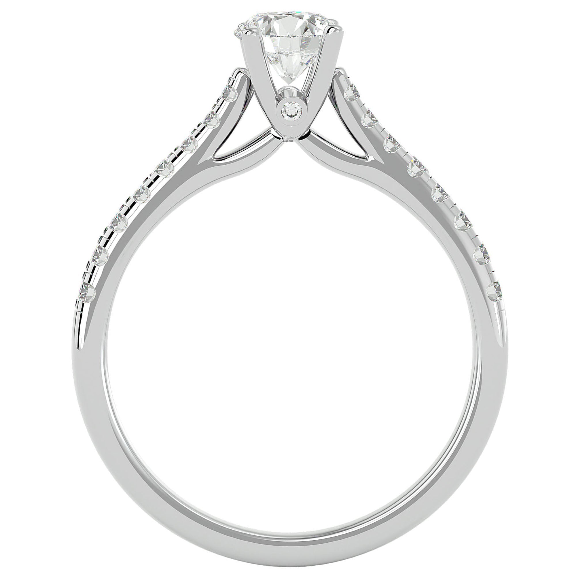 Inel De Logodnă Solitaire Pavé cu Moissanite de 0.85 ct din Platina - Castelo.ro