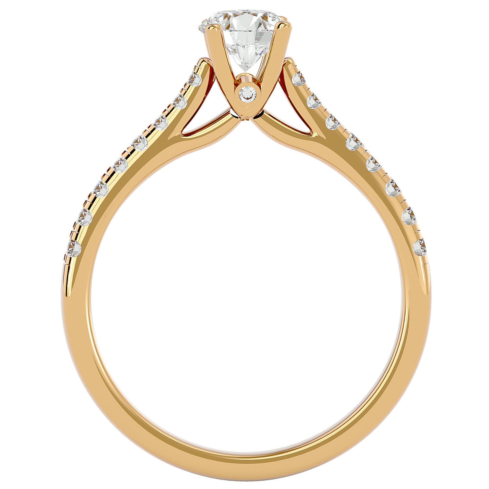 Inel De Logodnă Solitaire Pavé din Aur 14k cu Diamante Naturale de 0.85 ct din 14k Aur Galben - Castelo.ro
