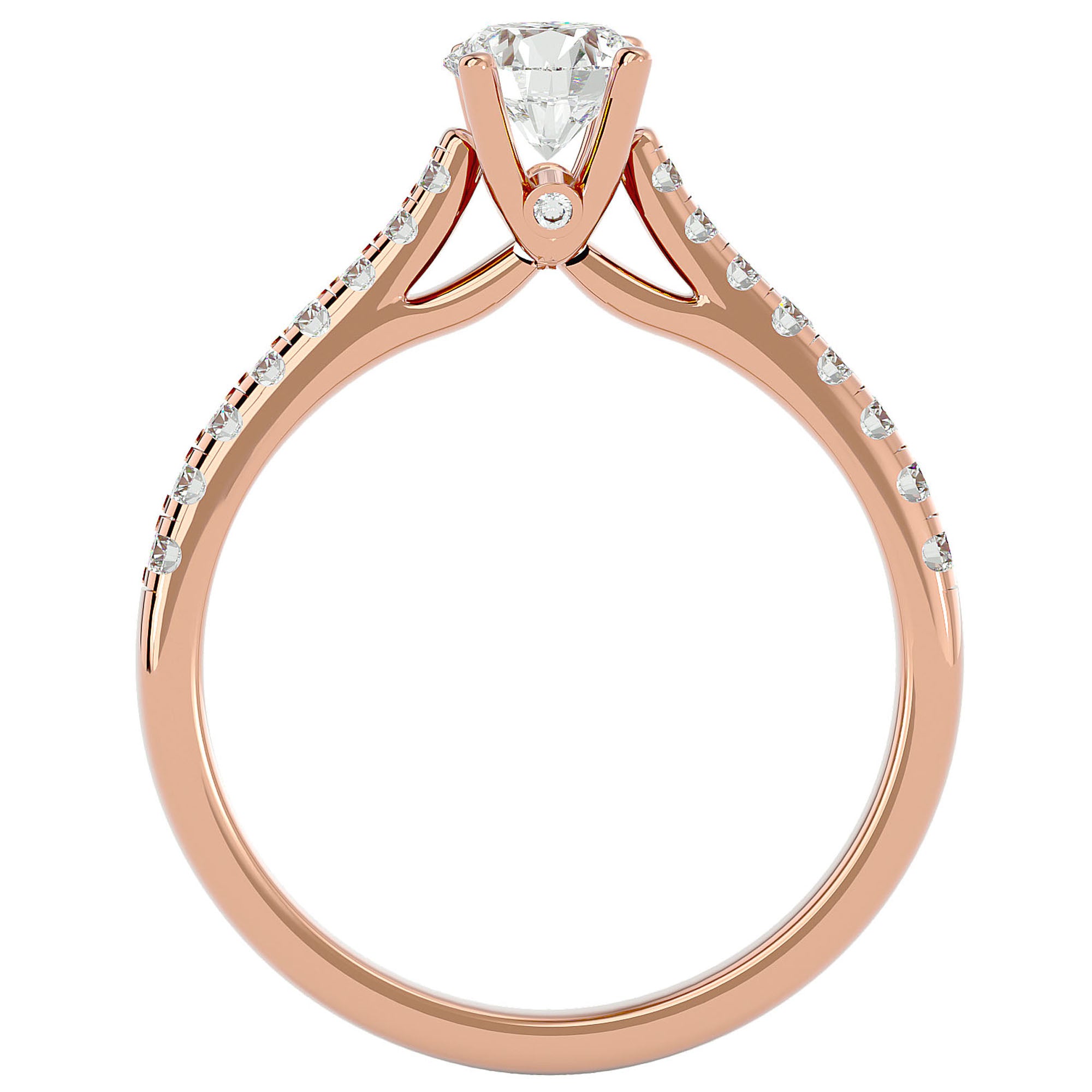 Inel De Logodnă Solitaire Pavé cu Diamante Naturale de 0.85 ct din 18k Aur Roz - Castelo.ro