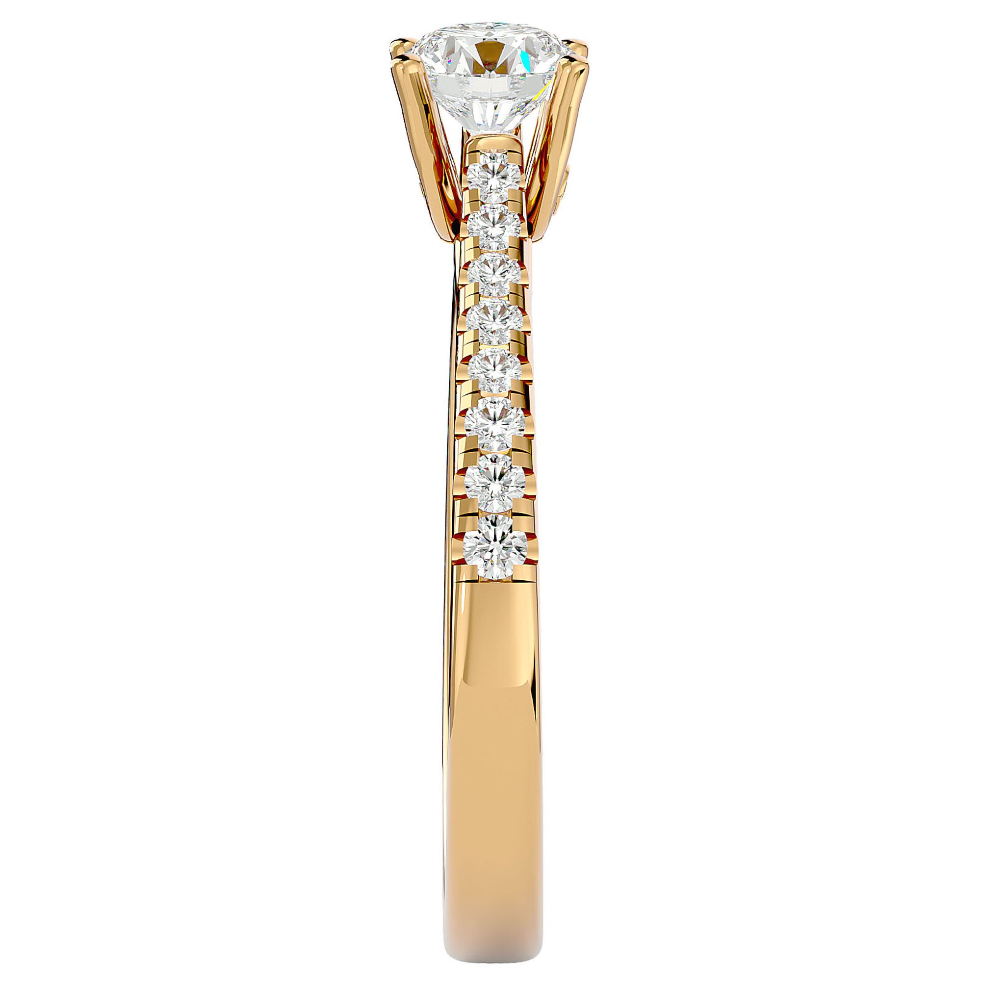 Inel De Logodnă Solitaire Pavé cu Moissanite de 0.85 ct din 18k Aur Galben - Castelo.ro