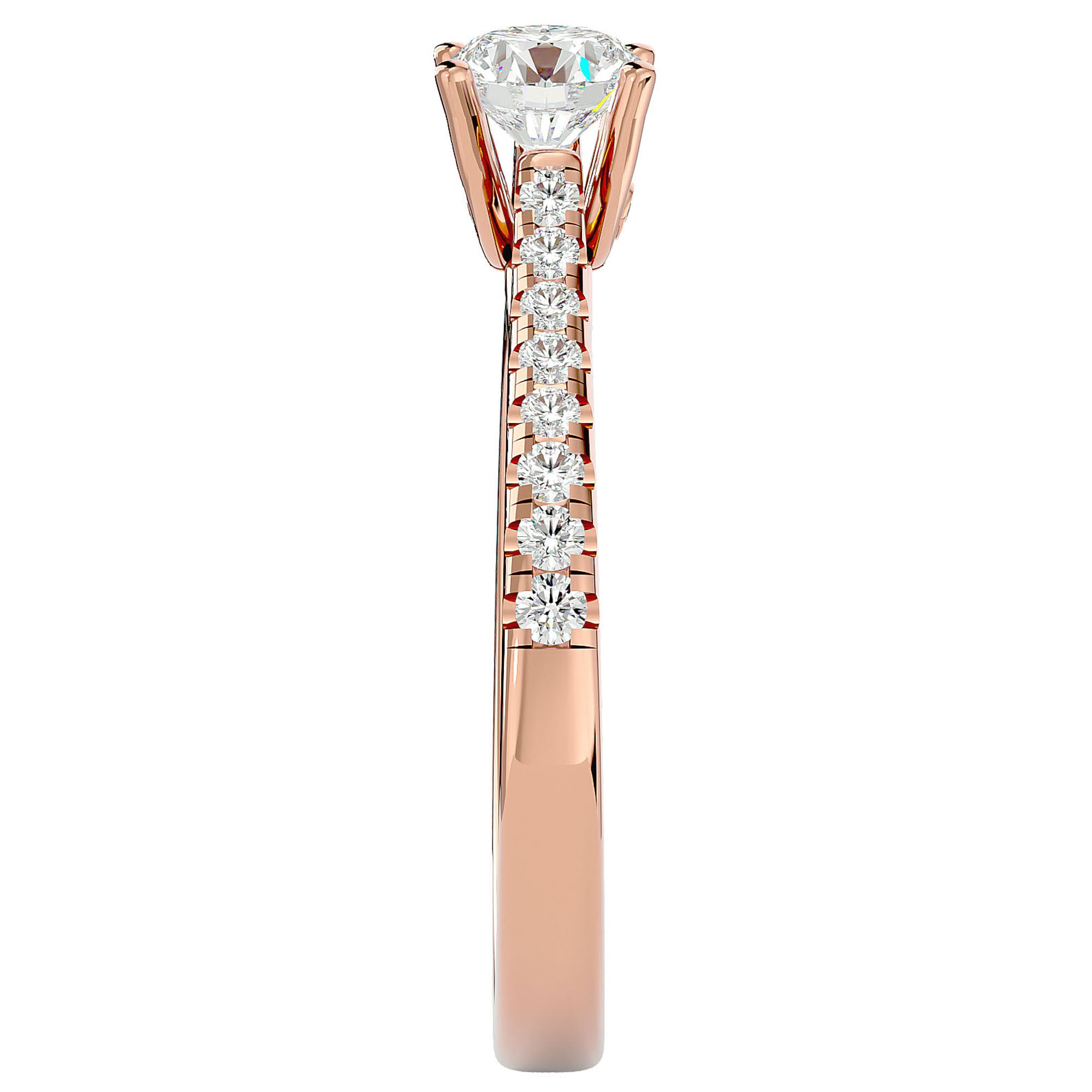 Inel De Logodnă Solitaire Pavé cu Diamante Naturale de 0.85 ct din 18k Aur Roz - Castelo.ro