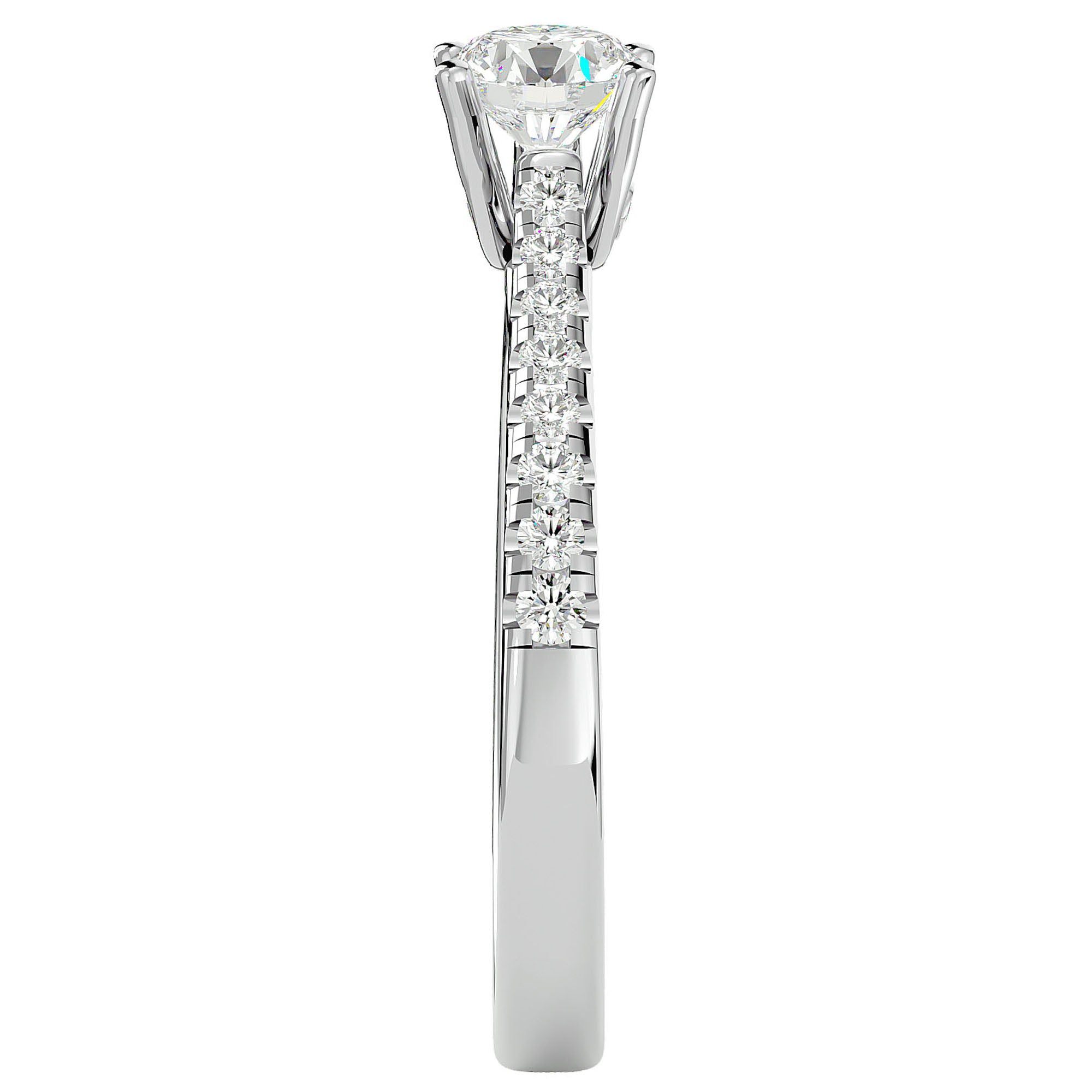 Inel De Logodnă Solitaire Pavé cu Moissanite de 0.85 ct din Platina - Castelo.ro