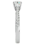 Inel De Logodnă Solitaire Pavé din Aur 14k cu Diamante Naturale de 0.85 ct din 14k Aur Alb - Castelo.ro