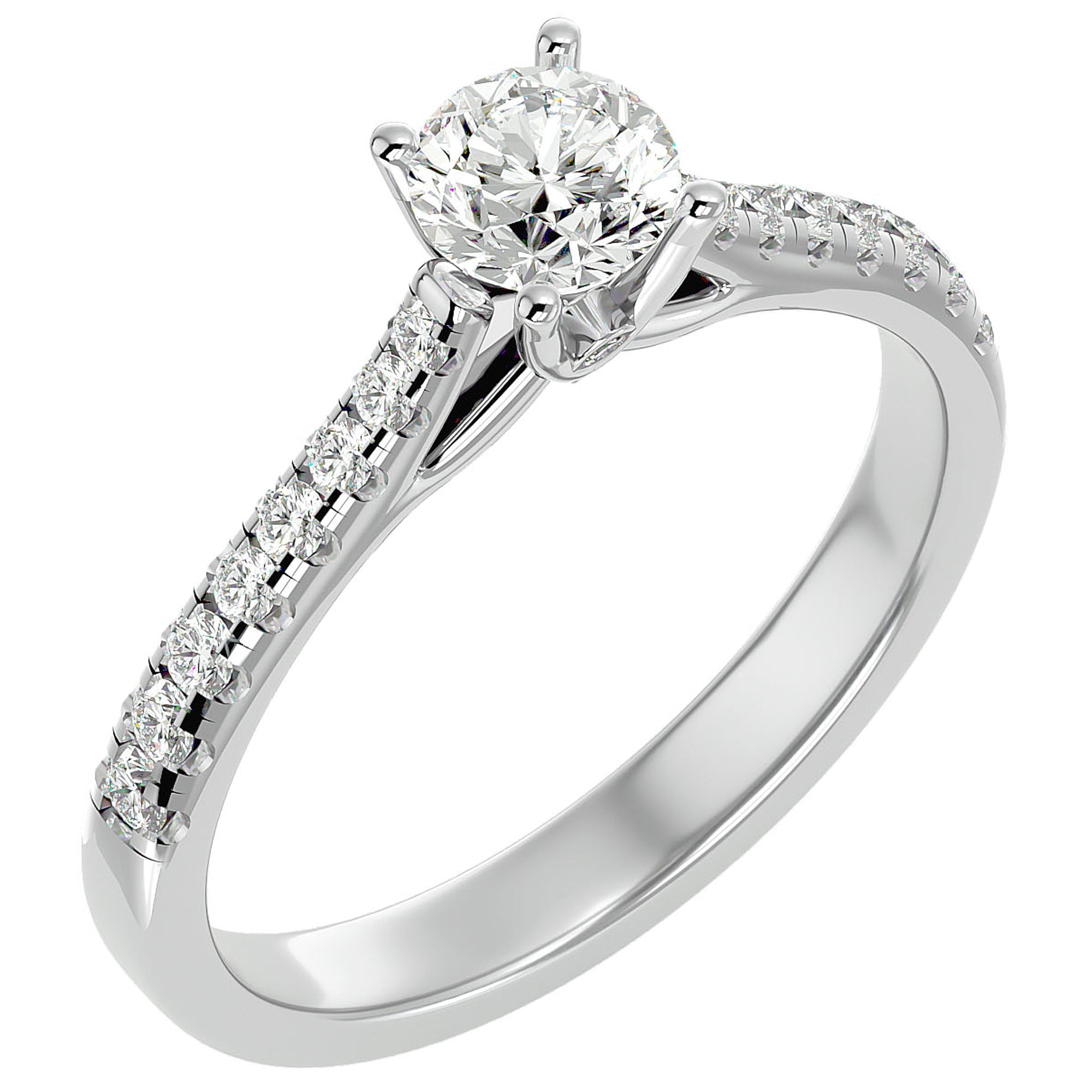 Inel De Logodnă Solitaire Pavé cu Moissanite de 0.85 ct din Platina - Castelo.ro