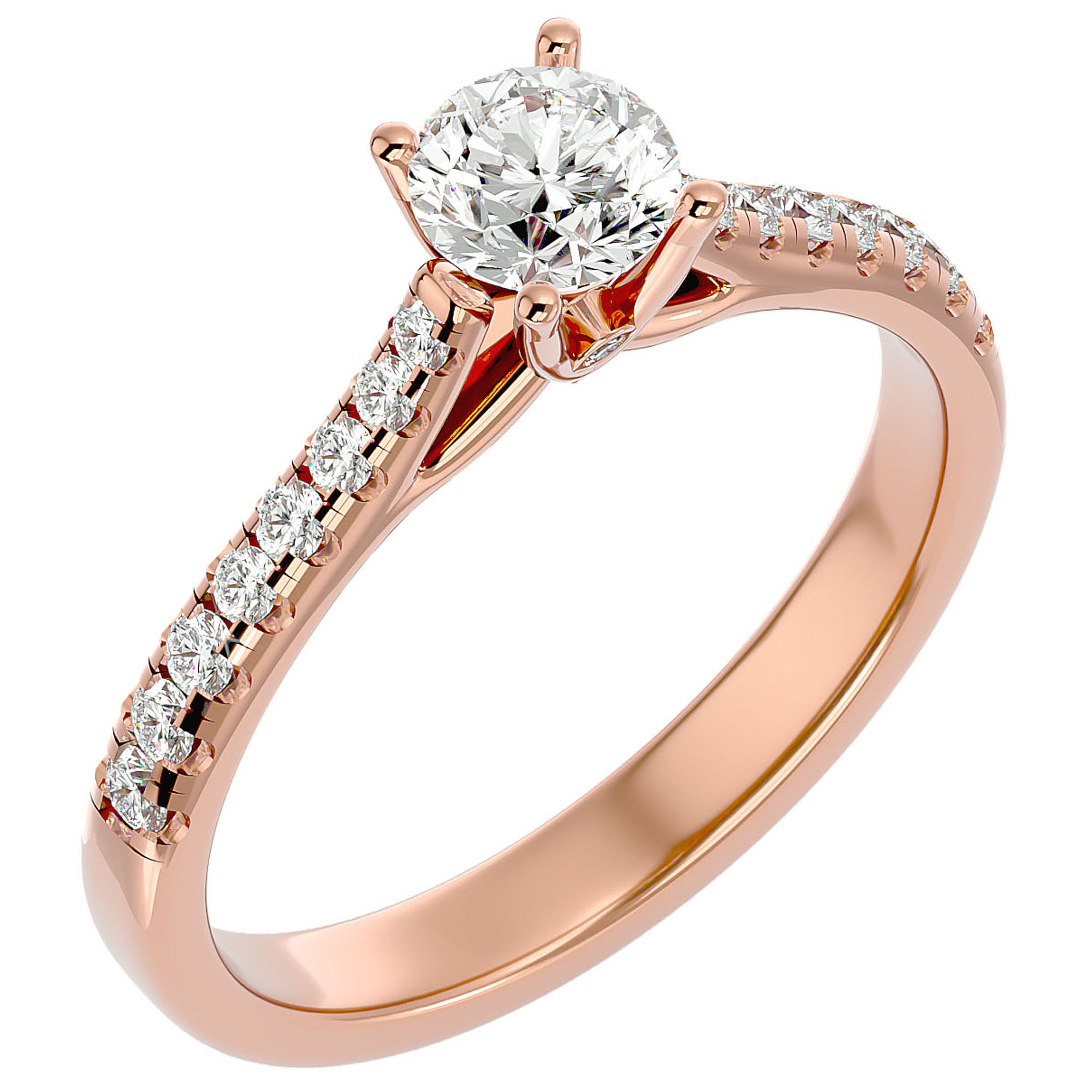 Inel De Logodnă Solitaire Pavé cu Moissanite de 0.85 ct din 18k Aur Roz - Castelo.ro