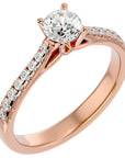 Inel De Logodnă Solitaire Pavé din Aur 14k cu Diamante Naturale de 0.85 ct din 14k Aur Roz - Castelo.ro