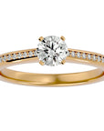 Inel De Logodnă Solitaire Pavé din Aur 14k cu Diamante Create în Laborator de 0.35 ct din 14k Aur Galben - Castelo.ro