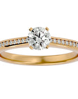 Inel De Logodnă Solitaire Pavé cu Diamante Create în Laborator de 0.35 ct din 18k Aur Galben - Castelo.ro