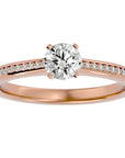 Inel De Logodnă Solitaire Pavé din Aur 14k cu Diamante Create în Laborator de 0.35 ct din 14k Aur Roz - Castelo.ro