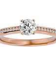 Inel De Logodnă Solitaire Pavé din Aur 14k cu Diamante Naturale de 0.35 ct din 14k Aur Roz - Castelo.ro