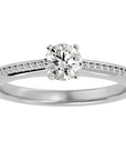 Inel De Logodnă Solitaire Pavé din Aur 14k cu Moissanite de 0.35 ct din 14k Aur Alb - Castelo.ro