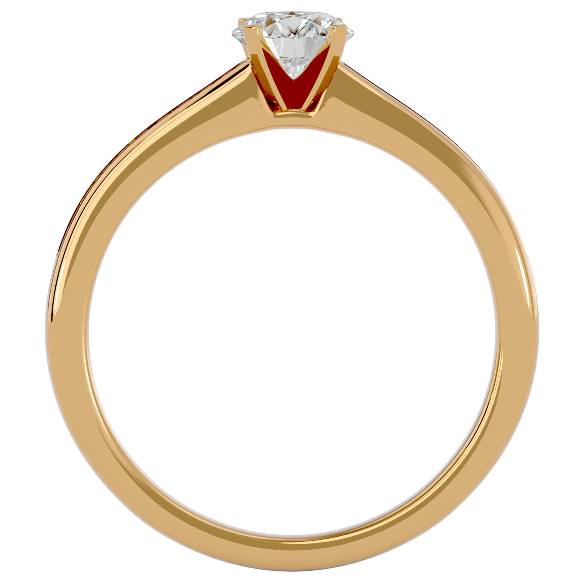 Inel De Logodnă Solitaire Pavé din Aur 14k cu Moissanite de 0.35 ct din 14k Aur Galben - Castelo.ro