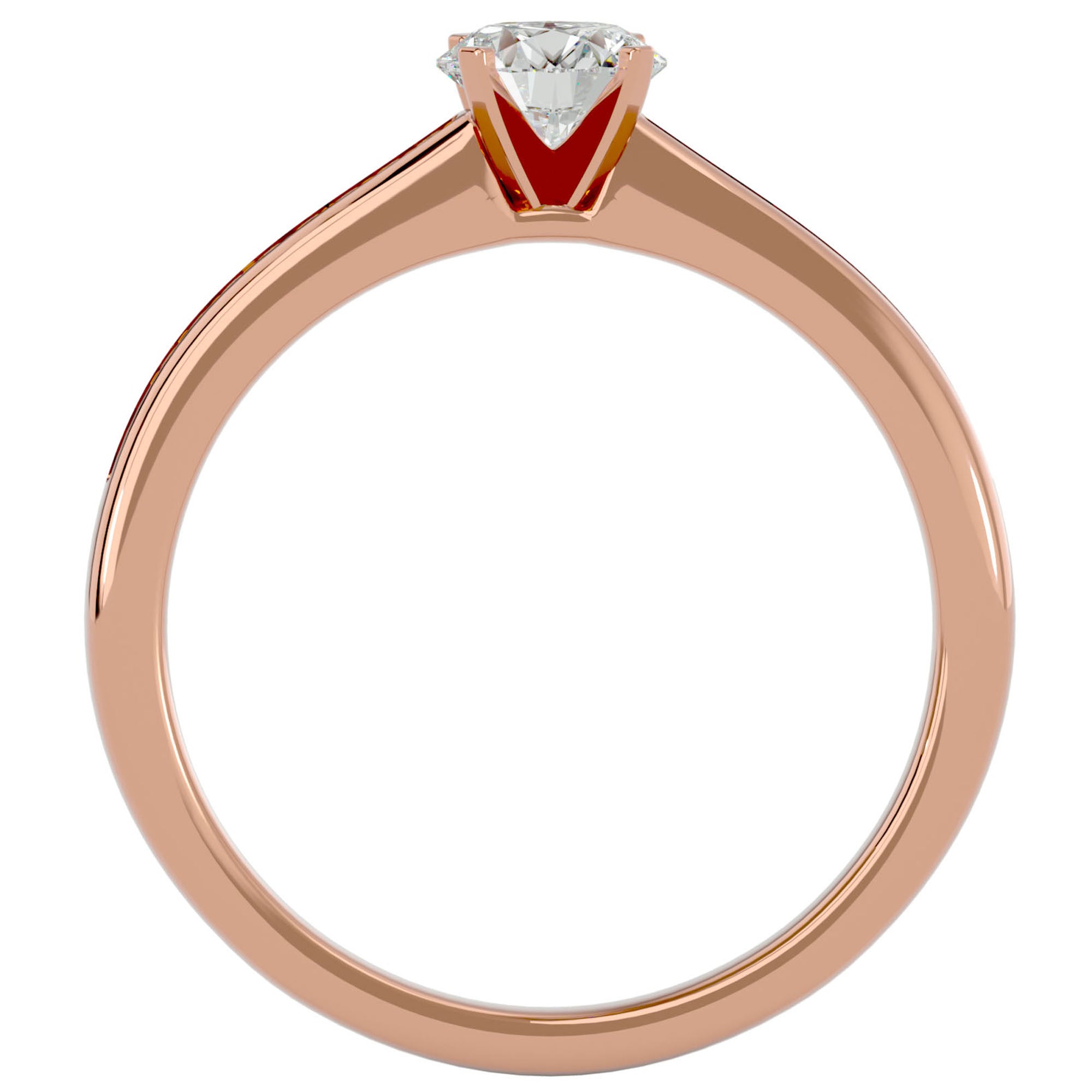 Inel De Logodnă Solitaire Pavé cu Diamante Naturale de 0.35 ct din 18k Aur Roz - Castelo.ro