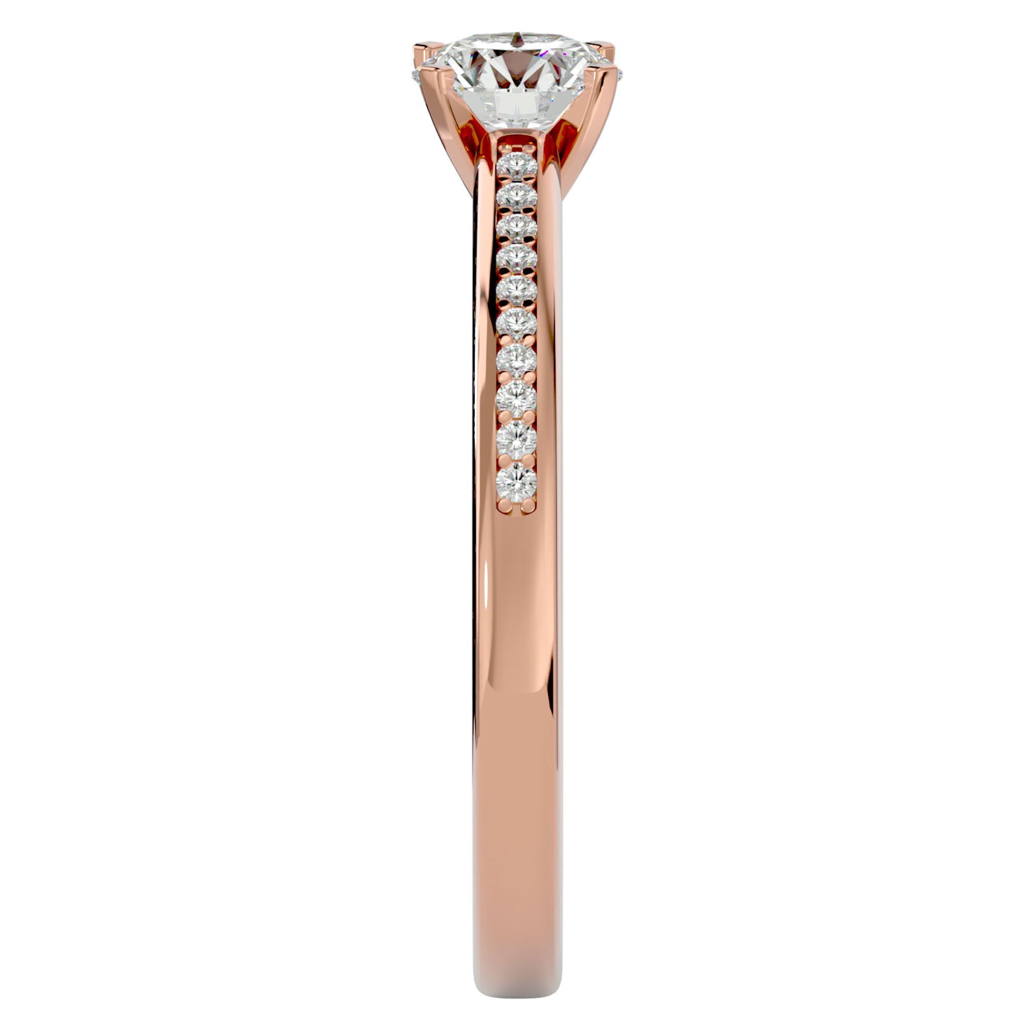 Inel De Logodnă Solitaire Pavé cu Diamante Naturale de 0.35 ct din 18k Aur Roz - Castelo.ro
