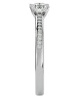 Inel De Logodnă Solitaire Pavé din Aur 14k cu Diamante Create în Laborator de 0.35 ct din 14k Aur Alb - Castelo.ro