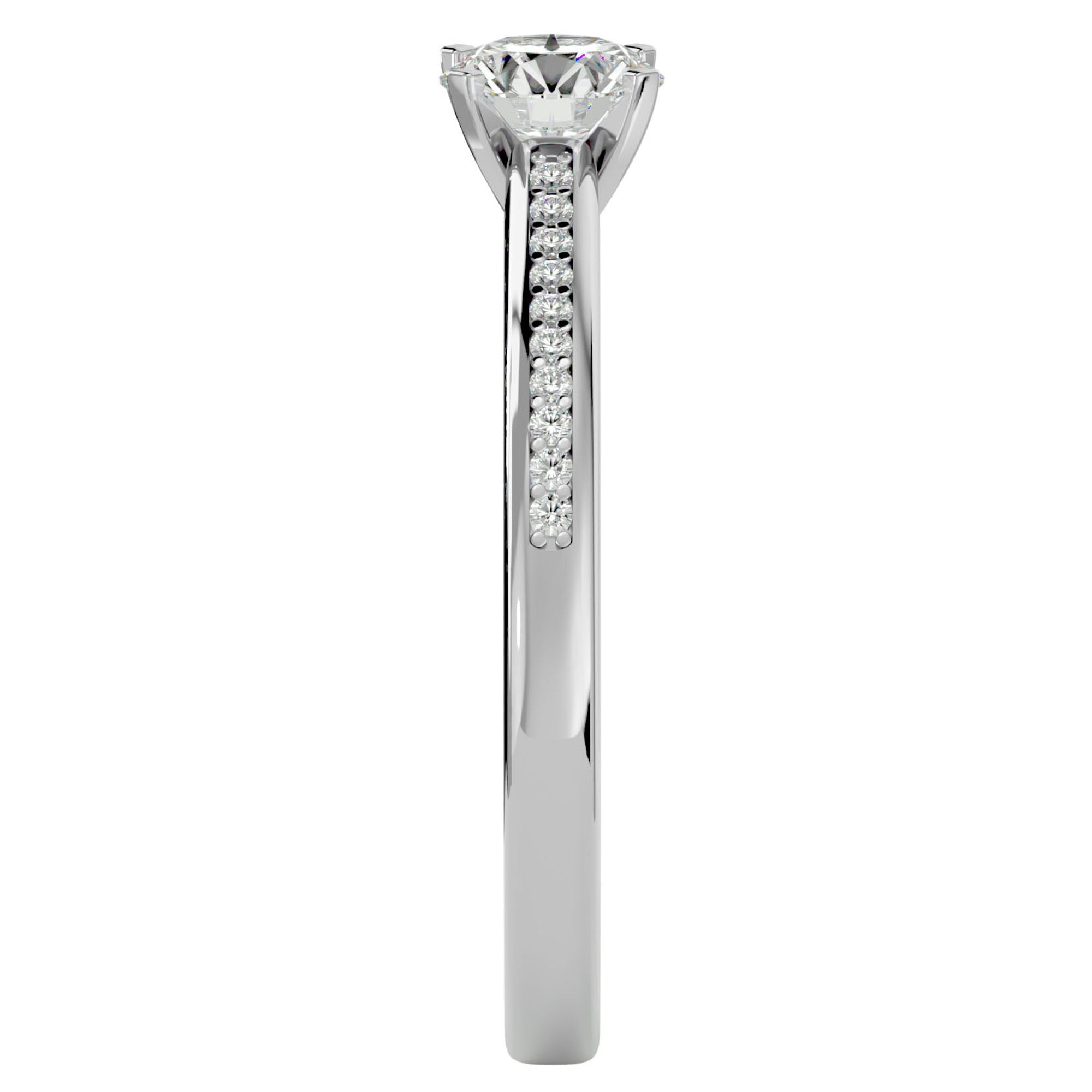 Inel De Logodnă Solitaire Pavé cu Diamante Naturale de 0.35 ct din Platina - Castelo.ro