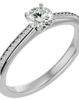 Inel De Logodnă Solitaire Pavé din Aur 14k cu Diamante Naturale de 0.35 ct din 14k Aur Alb - Castelo.ro