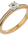 Inel De Logodnă Solitaire Pavé din Aur 14k cu Diamante Create în Laborator de 0.35 ct din 14k Aur Galben - Castelo.ro