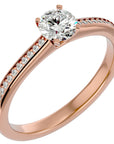 Inel De Logodnă Solitaire Pavé din Aur 14k cu Diamante Create în Laborator de 0.35 ct din 14k Aur Roz - Castelo.ro
