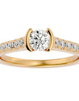 Inel De Logodnă Solitaire Pavé din Aur 14k cu Moissanite de 0.81 ct din 14k Aur Galben - Castelo.ro