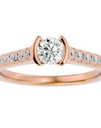 Inel De Logodnă Solitaire Pavé din Aur 14k cu Diamante Naturale de 0.81 ct din 14k Aur Roz - Castelo.ro
