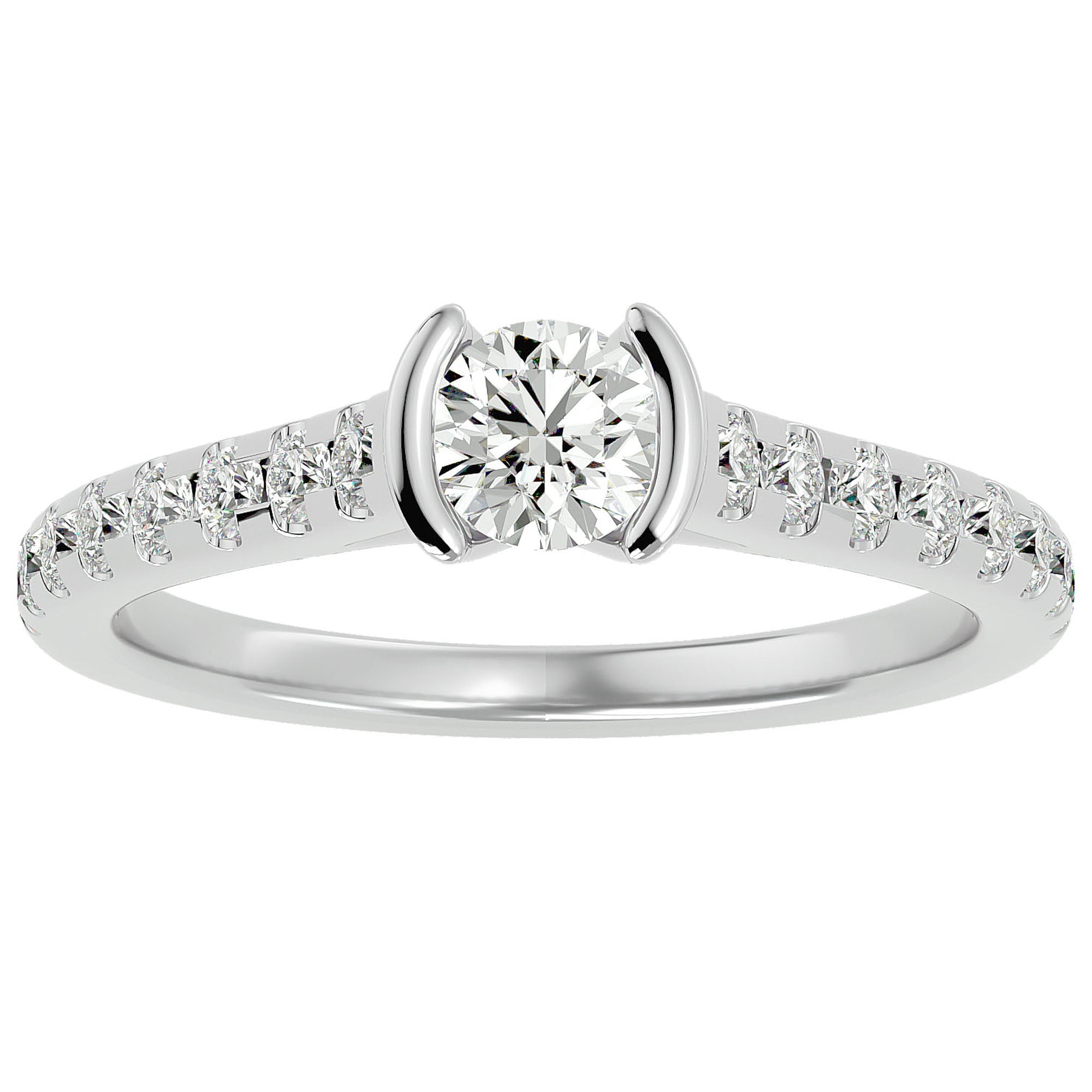 Inel De Logodnă Solitaire Pavé cu Diamante Create în Laborator de 0.81 ct din Platina - Castelo.ro