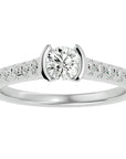 Inel De Logodnă Solitaire Pavé din Aur 14k cu Moissanite de 0.81 ct din 14k Aur Alb - Castelo.ro