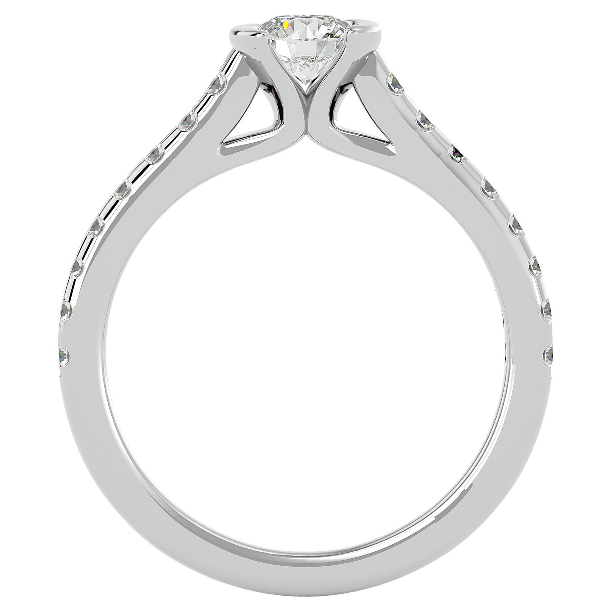Inel De Logodnă Solitaire Pavé din Aur 14k cu Diamante Naturale de 0.81 ct din 14k Aur Alb - Castelo.ro