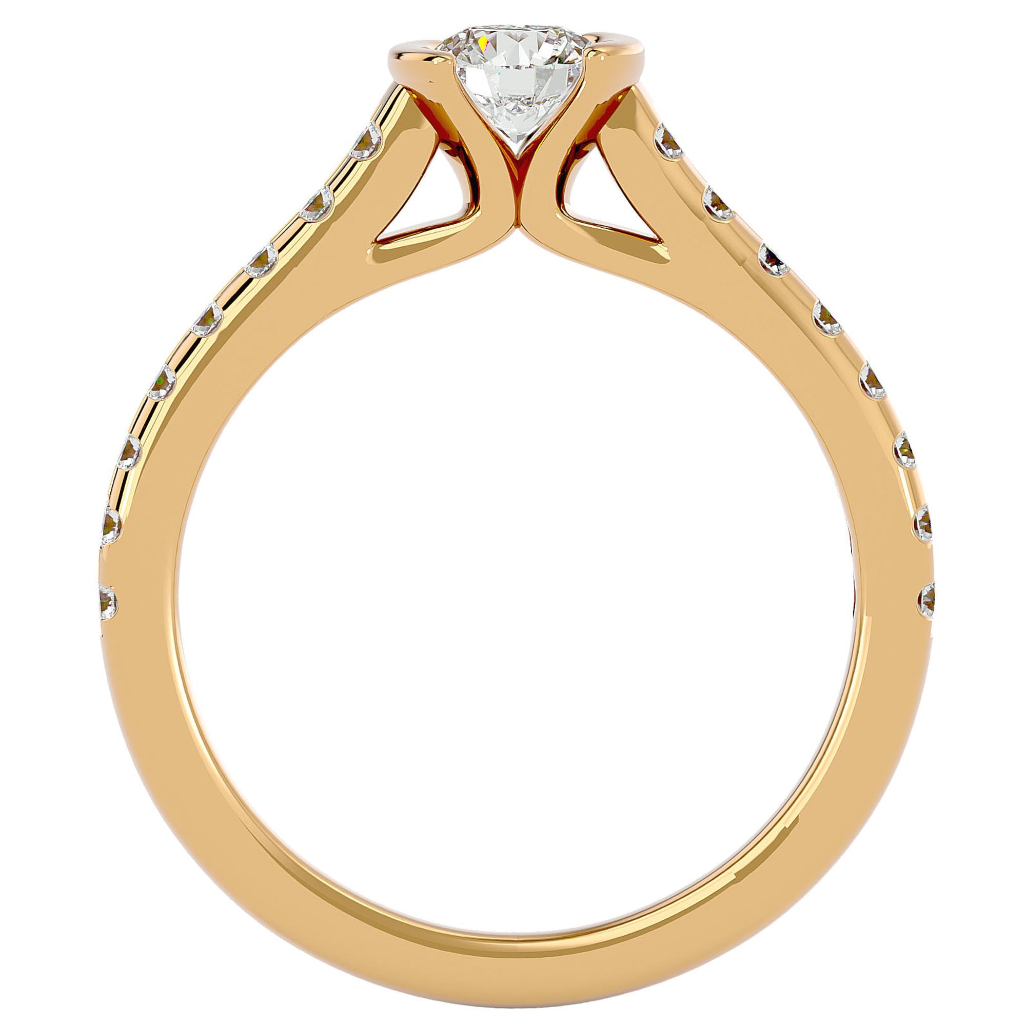 Inel De Logodnă Solitaire Pavé din Aur 14k cu Diamante Naturale de 0.81 ct din 14k Aur Galben - Castelo.ro