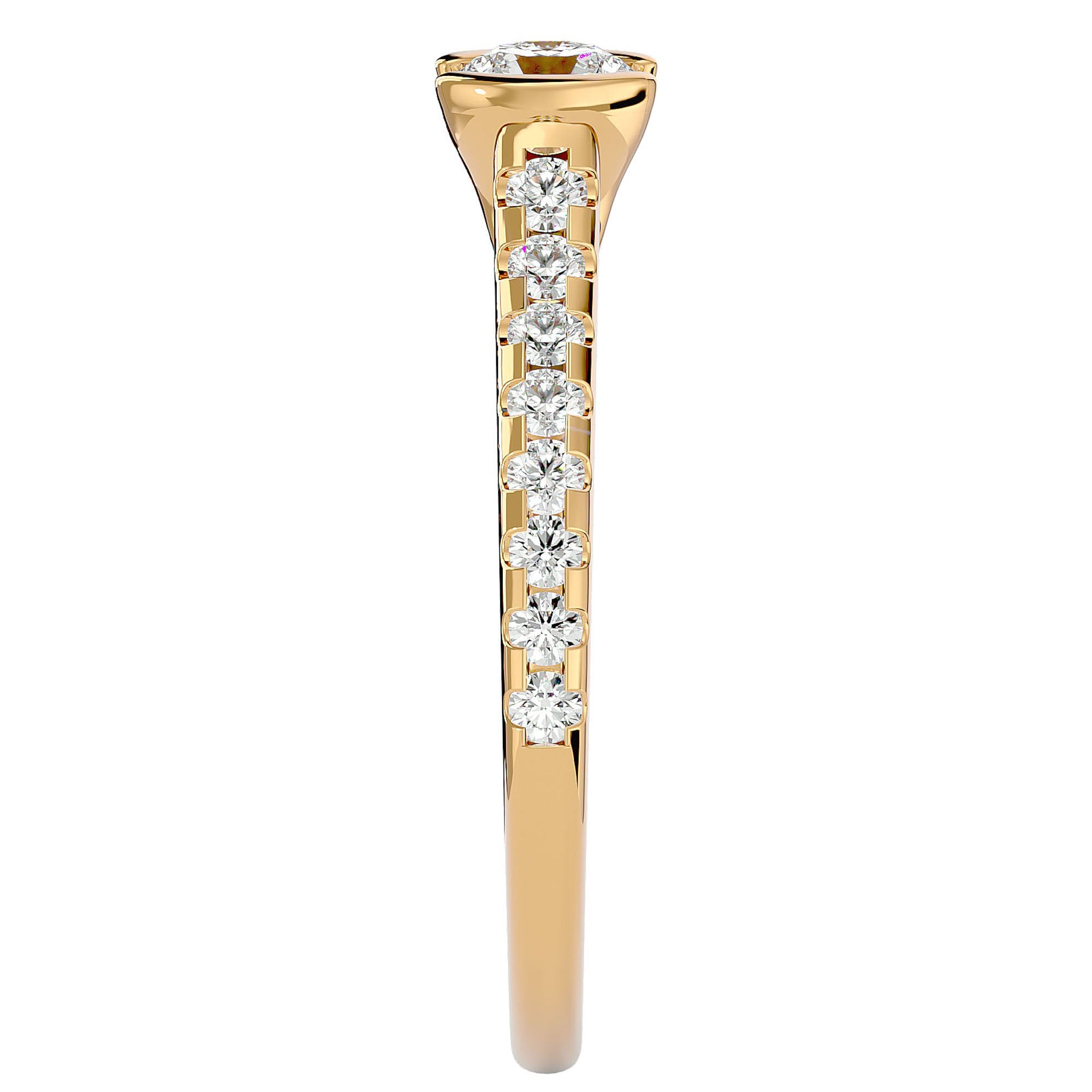Inel De Logodnă Solitaire Pavé din Aur 14k cu Diamante Naturale de 0.81 ct din 14k Aur Galben - Castelo.ro