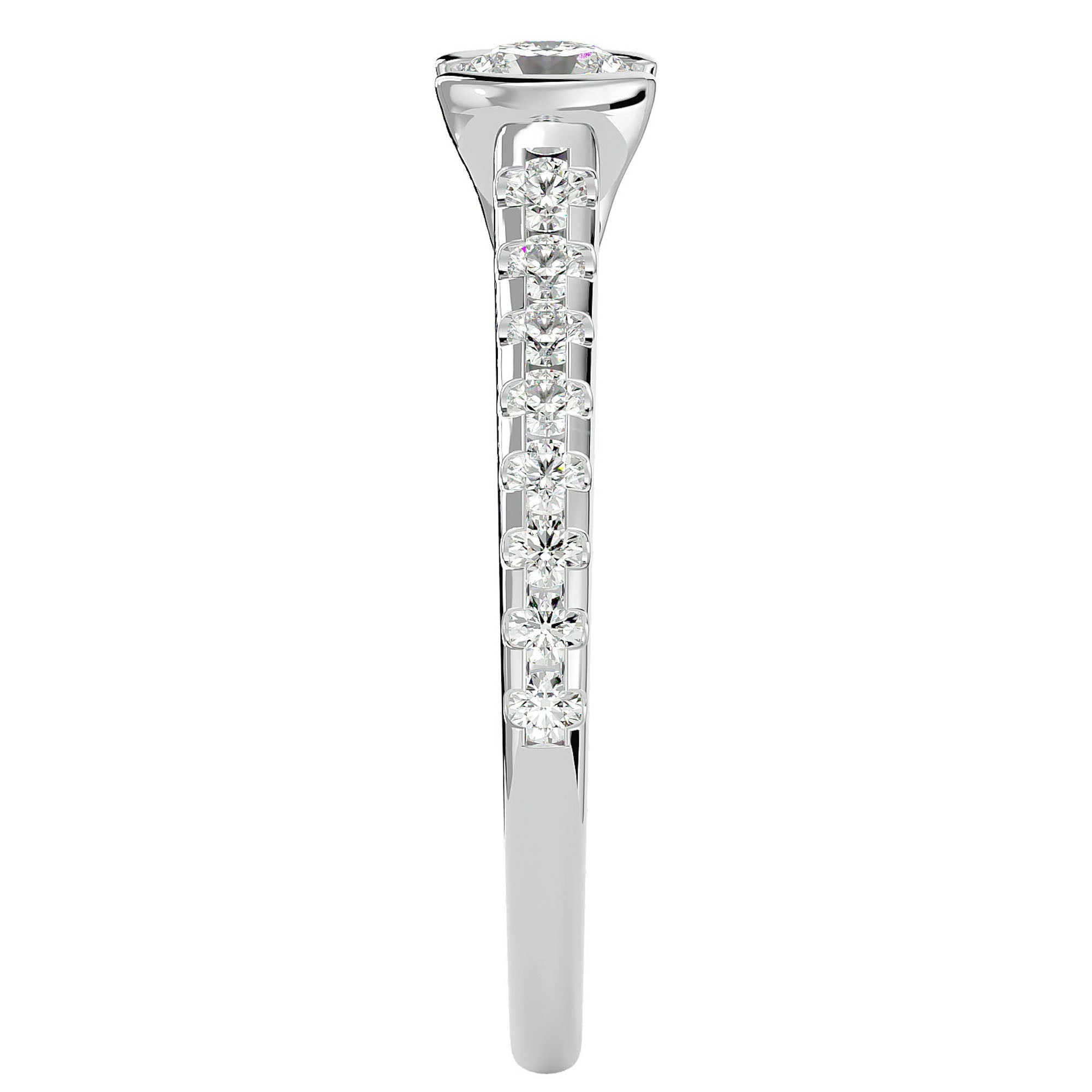Inel De Logodnă Solitaire Pavé din Aur 14k cu Diamante Create în Laborator de 0.81 ct din 14k Aur Alb - Castelo.ro