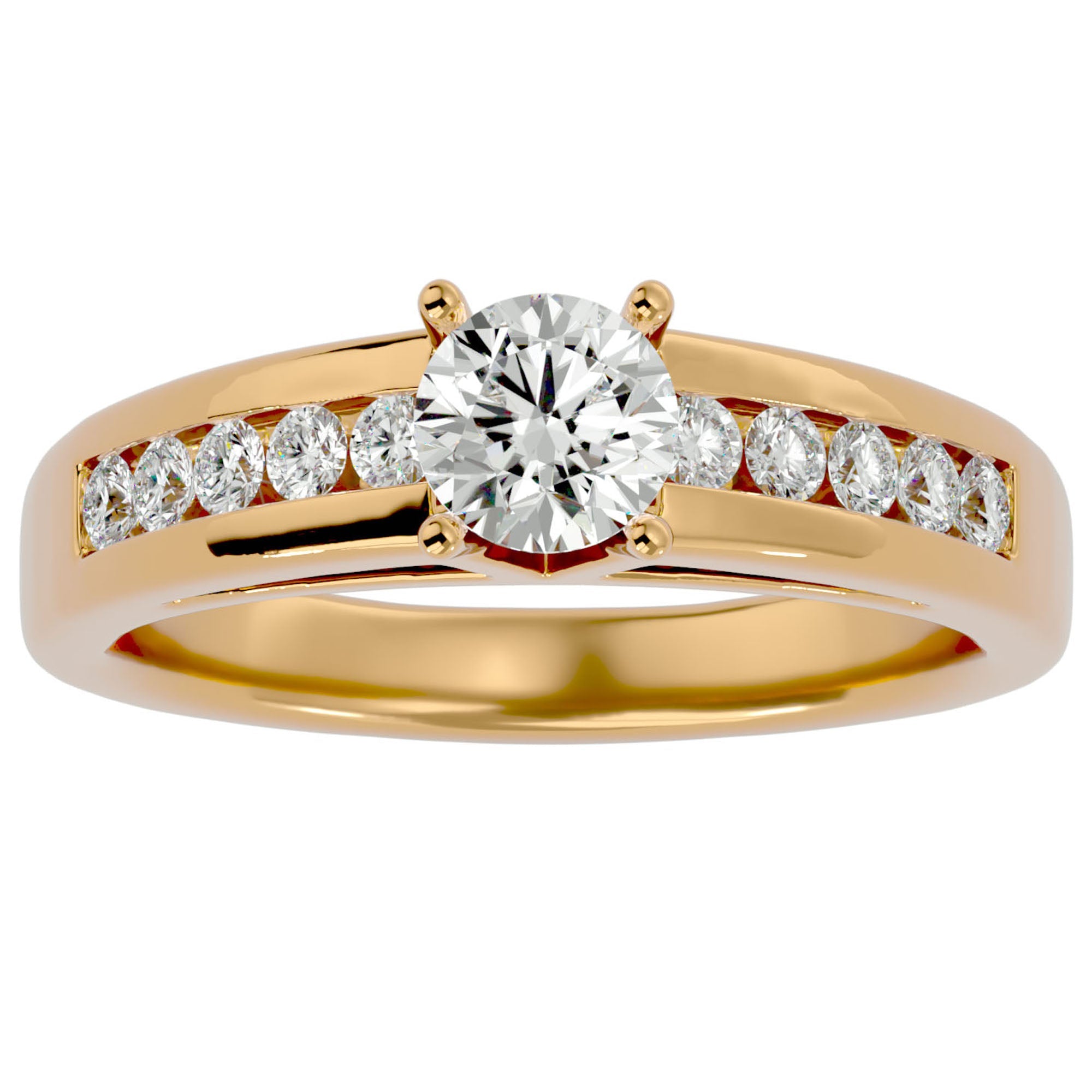 Inel De Logodnă Voix d'Ange Pavé cu Diamante Create în Laborator de 0.89 ct din 18k Aur Galben - Castelo.ro