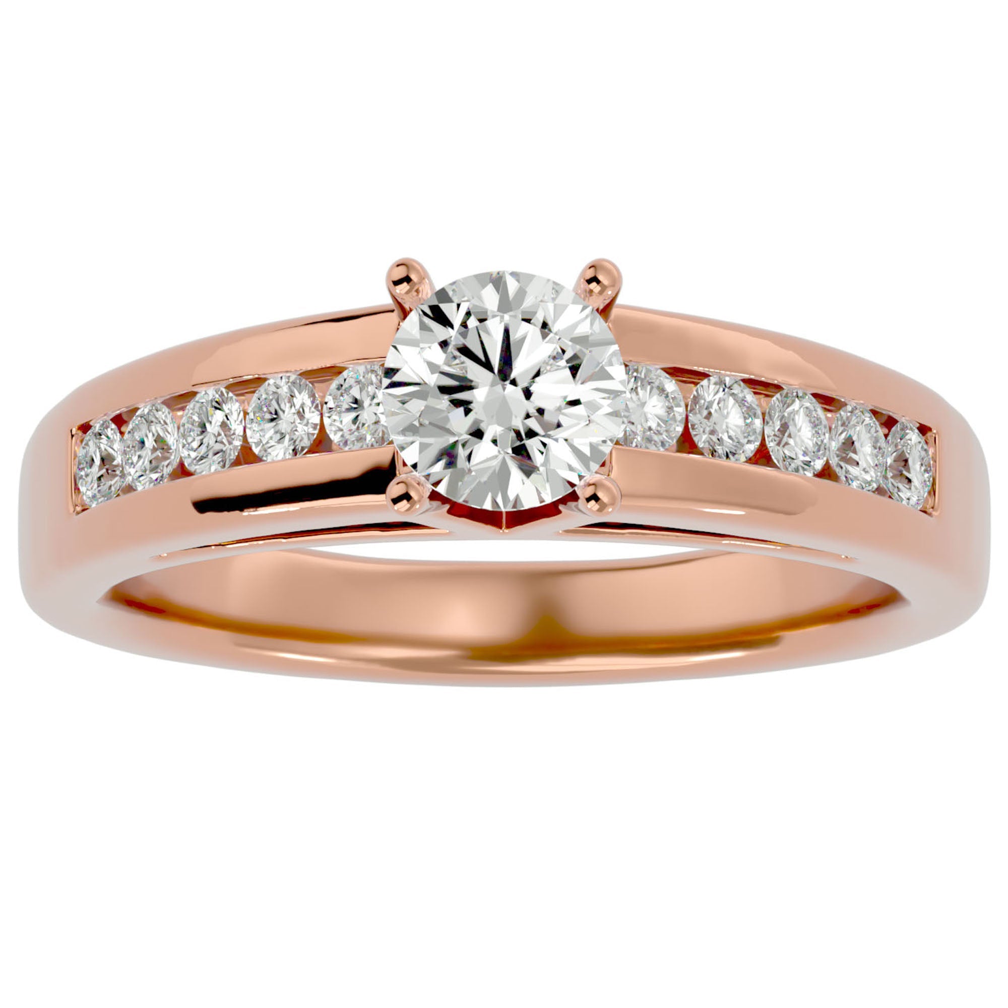 Inel De Logodnă Voix d'Ange Pavé din Aur 14k cu Diamante Create în Laborator de 0.89 ct din 14k Aur Roz - Castelo.ro