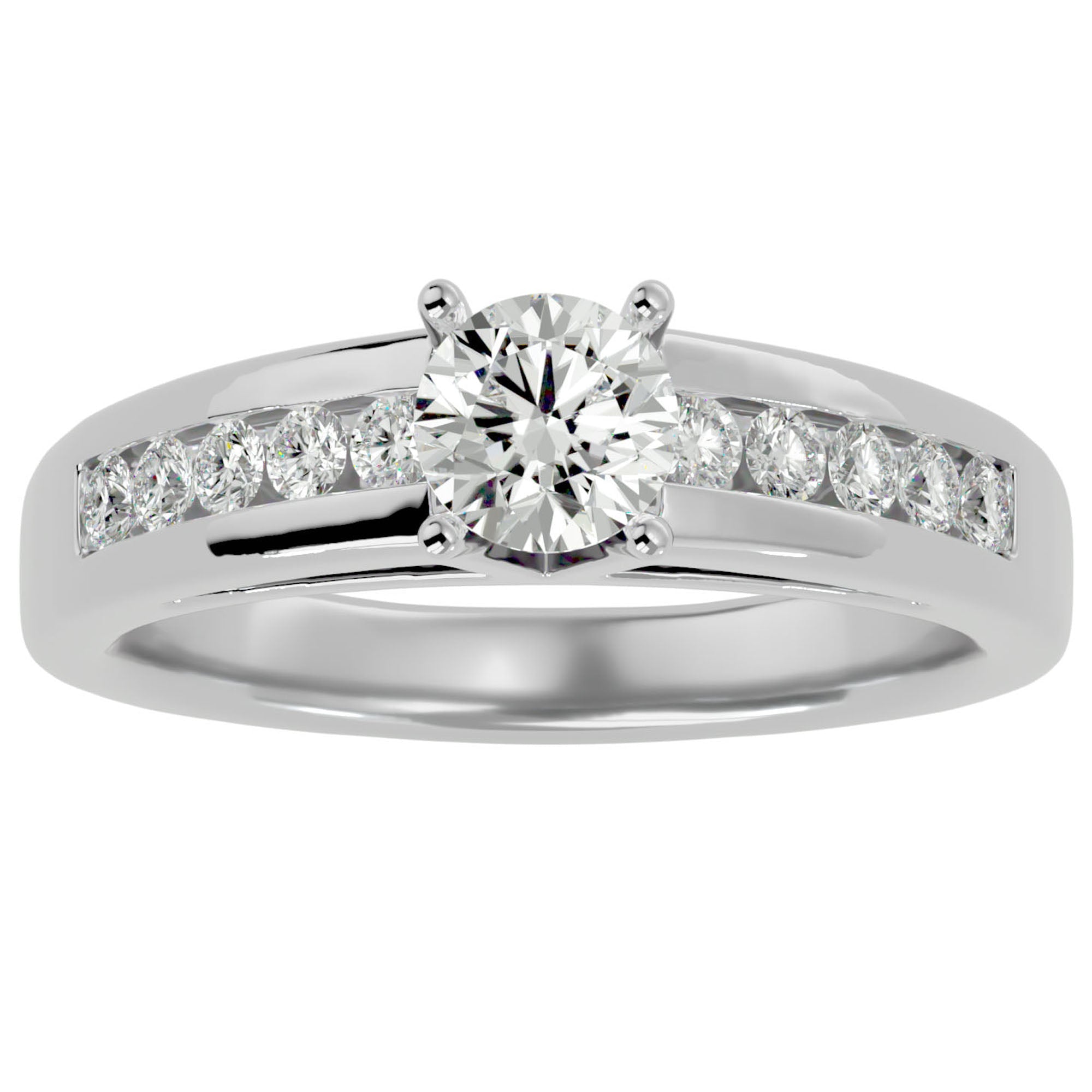 Inel De Logodnă Voix d'Ange Pavé din Aur 14k cu Diamante Create în Laborator de 0.89 ct din 14k Aur Alb - Castelo.ro