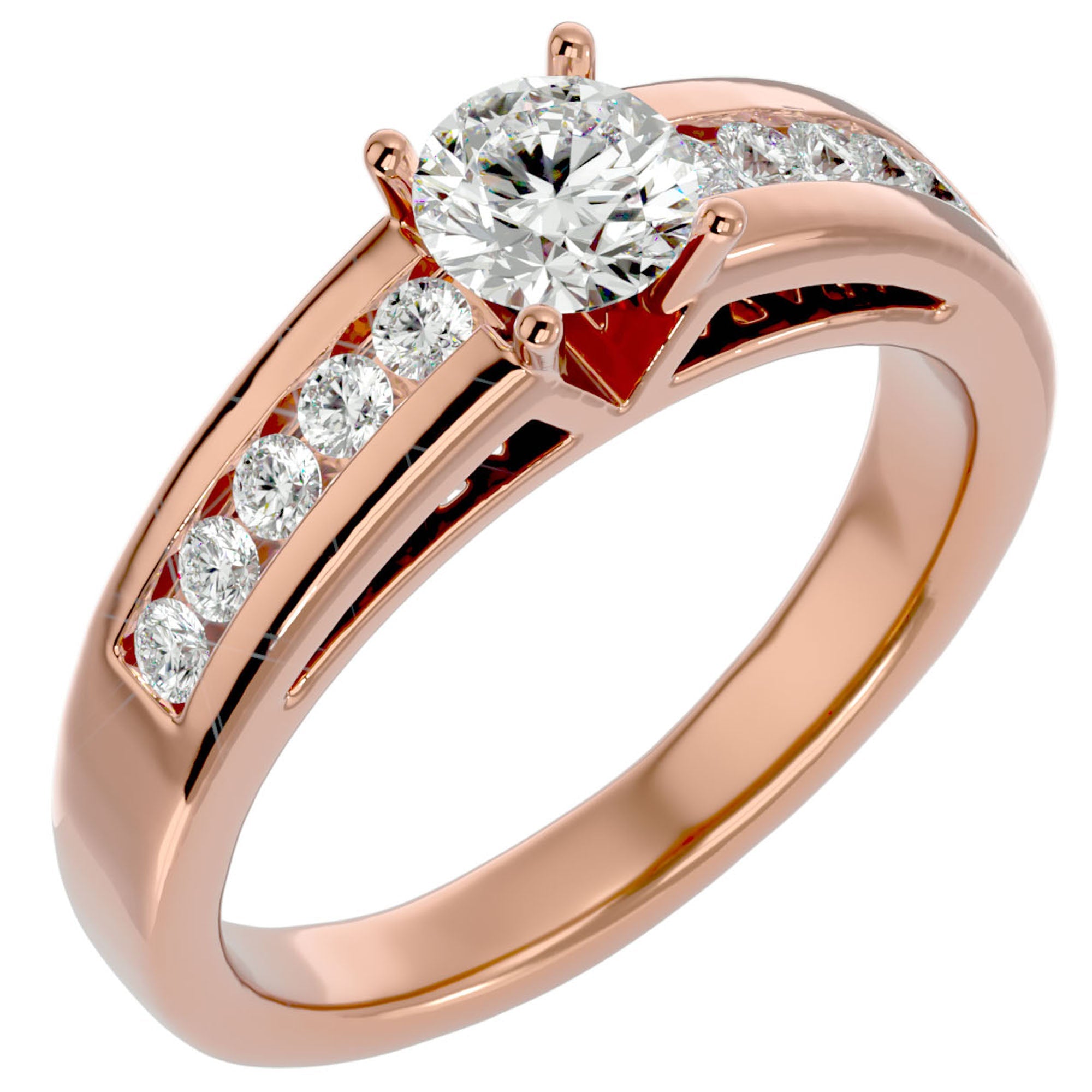 Inel De Logodnă Voix d'Ange Pavé cu Diamante Naturale de 0.89 ct din 18k Aur Roz - Castelo.ro