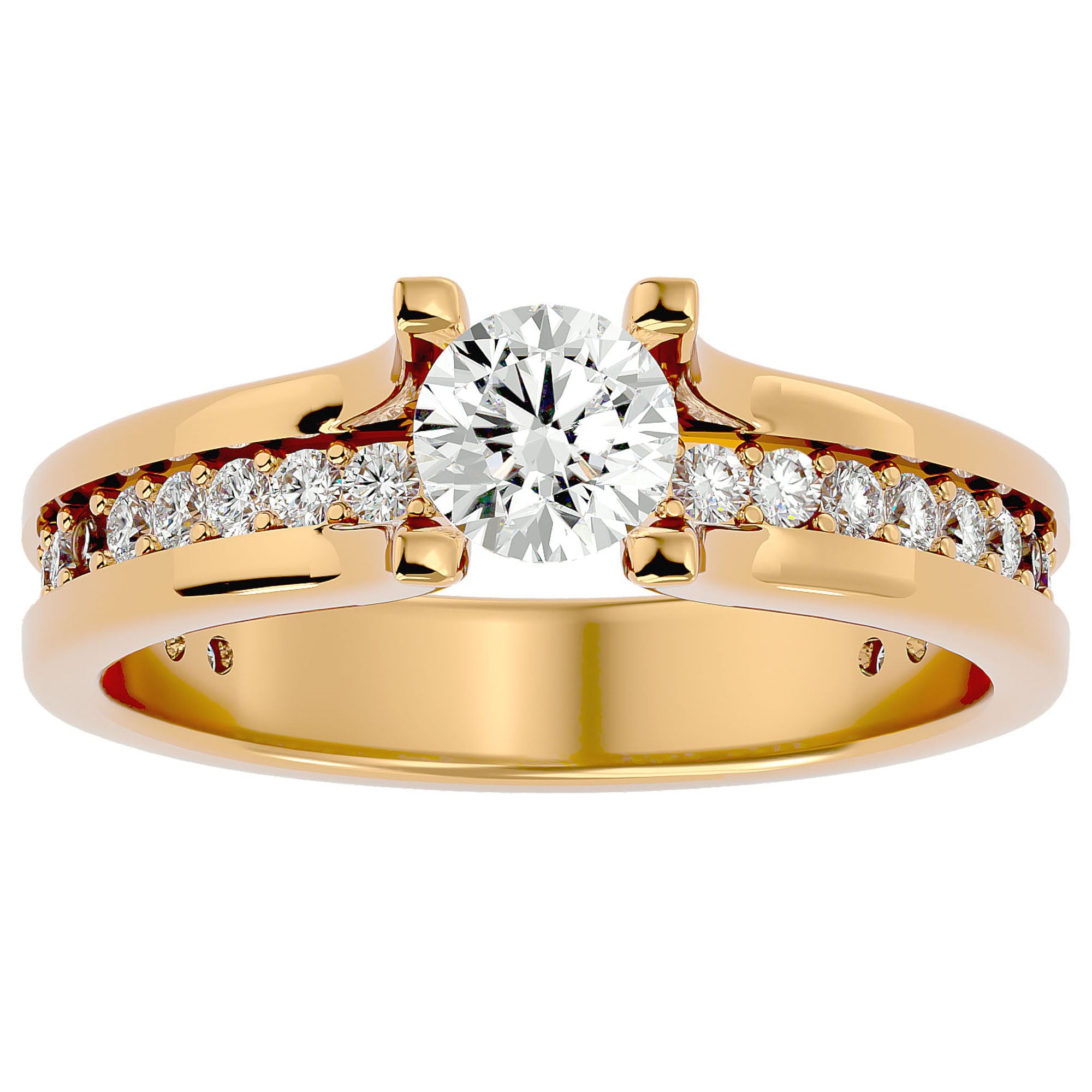 Inel De Logodnă Serene Pavé cu Moissanite de 0.97 ct din 18k Aur Galben - Castelo.ro