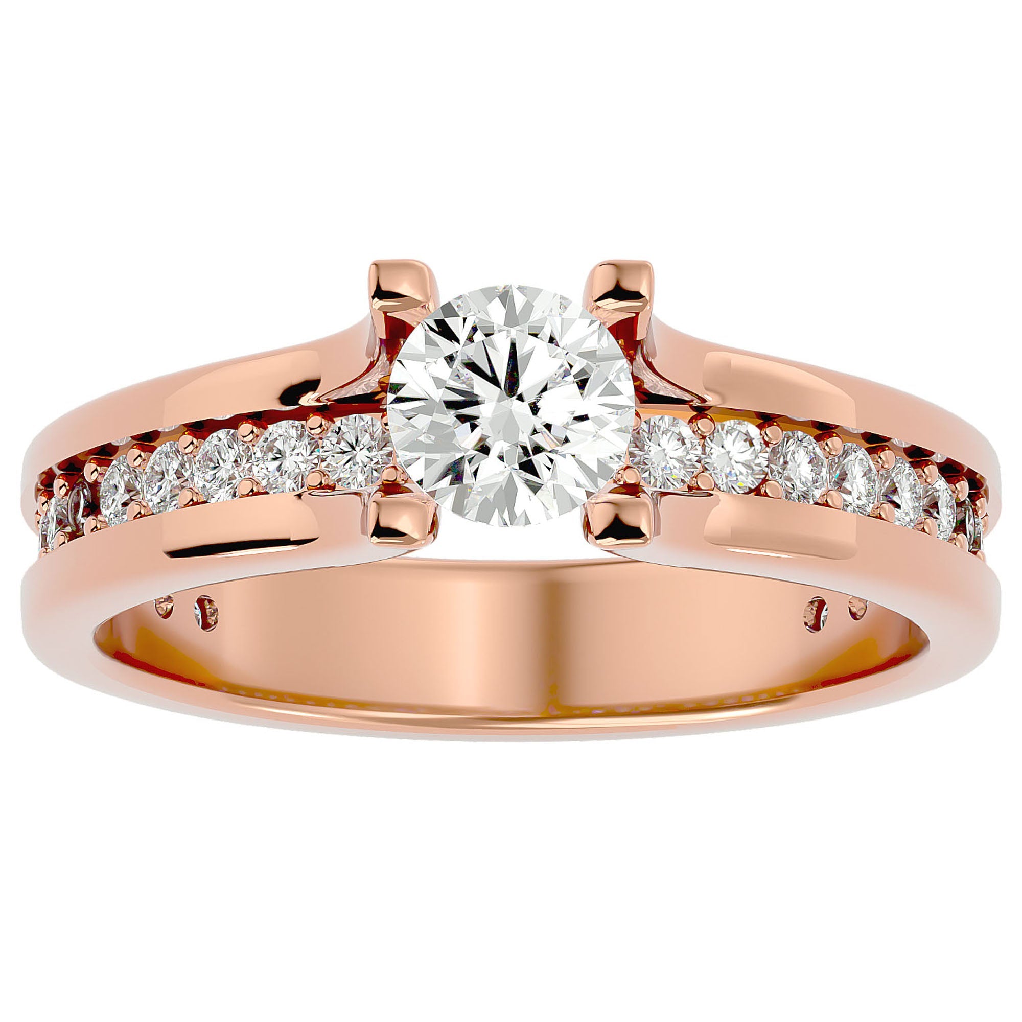 Inel De Logodnă Serene Pavé din Aur 14k cu Diamante Create în Laborator de 0.97 ct din 14k Aur Roz - Castelo.ro
