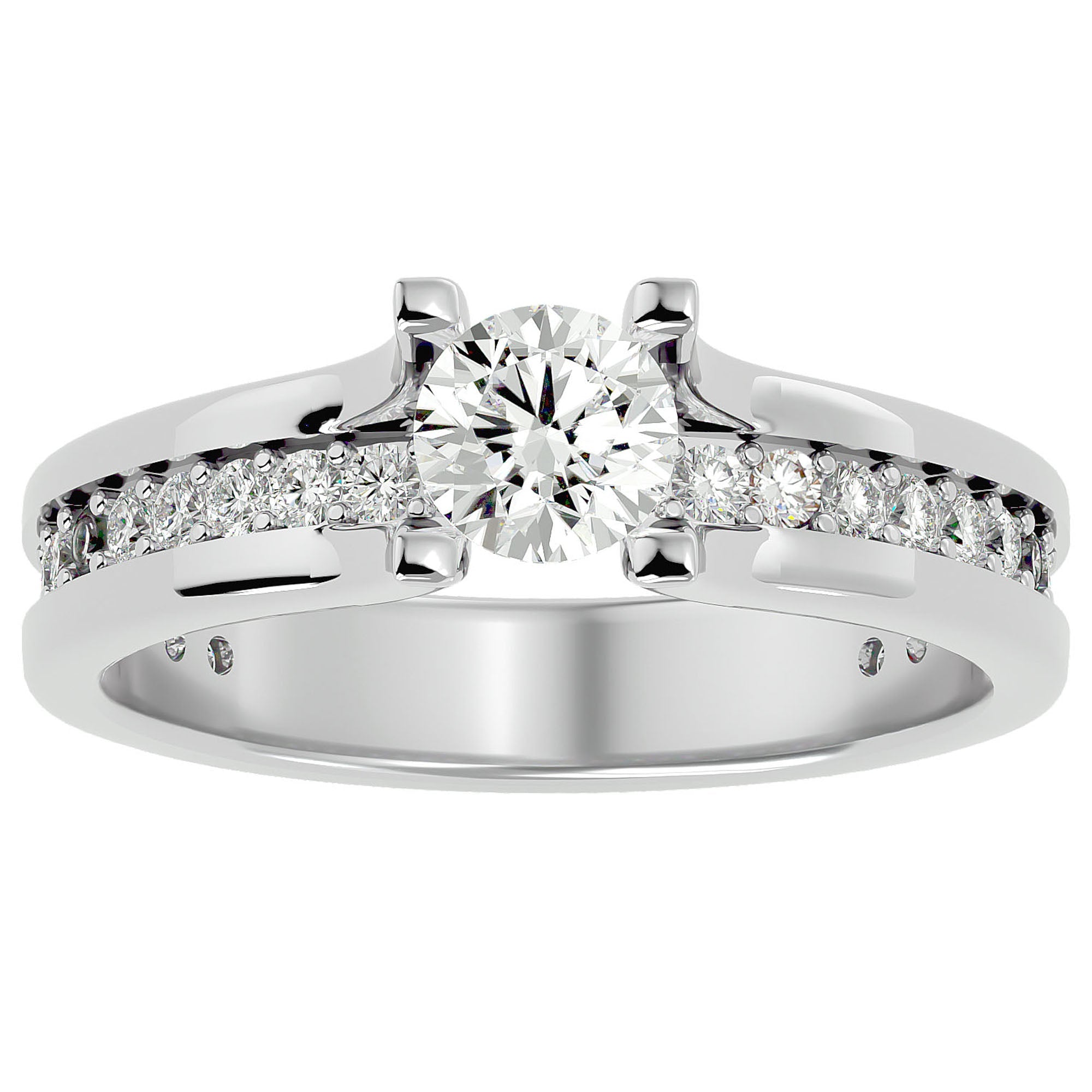 Inel De Logodnă Serene Pavé cu Diamante Naturale de 0.97 ct din Platina - Castelo.ro
