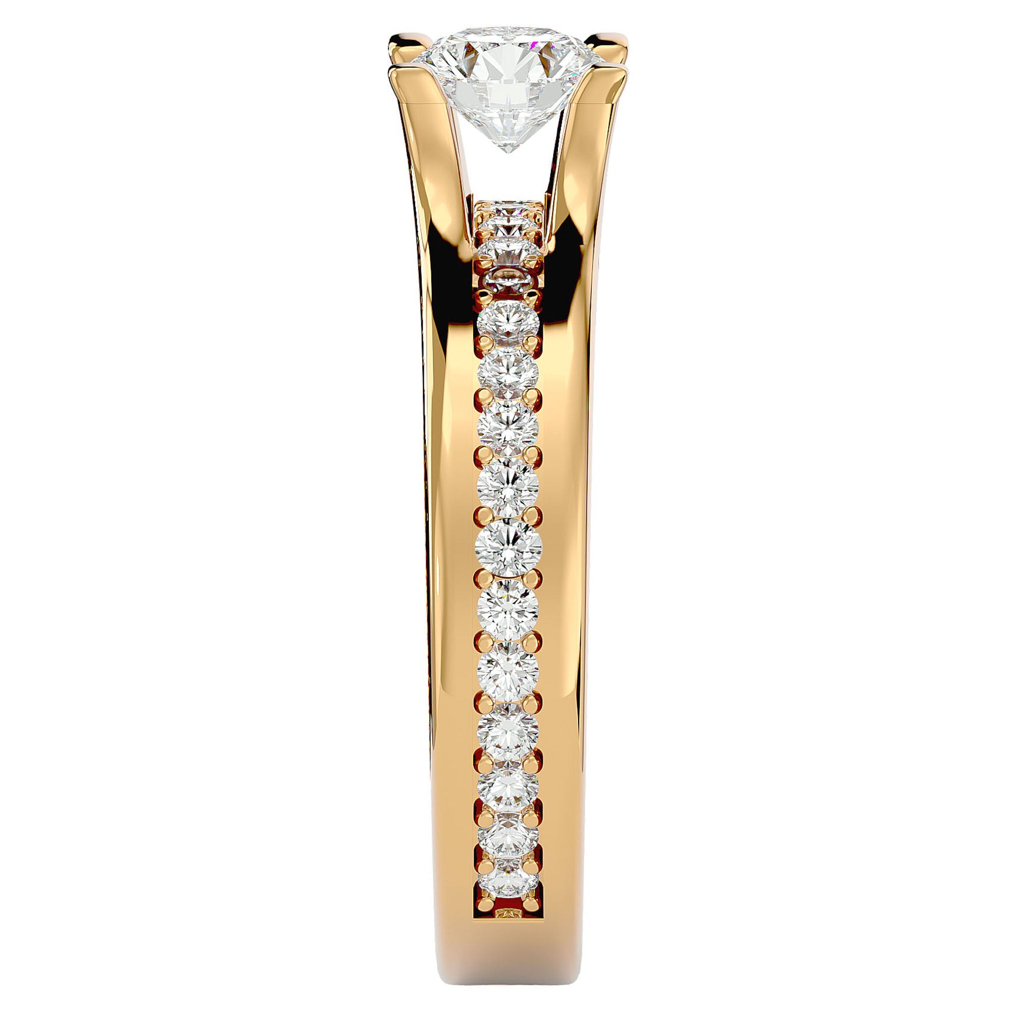 Inel De Logodnă Serene Pavé cu Diamante Naturale de 0.97 ct din 18k Aur Galben - Castelo.ro