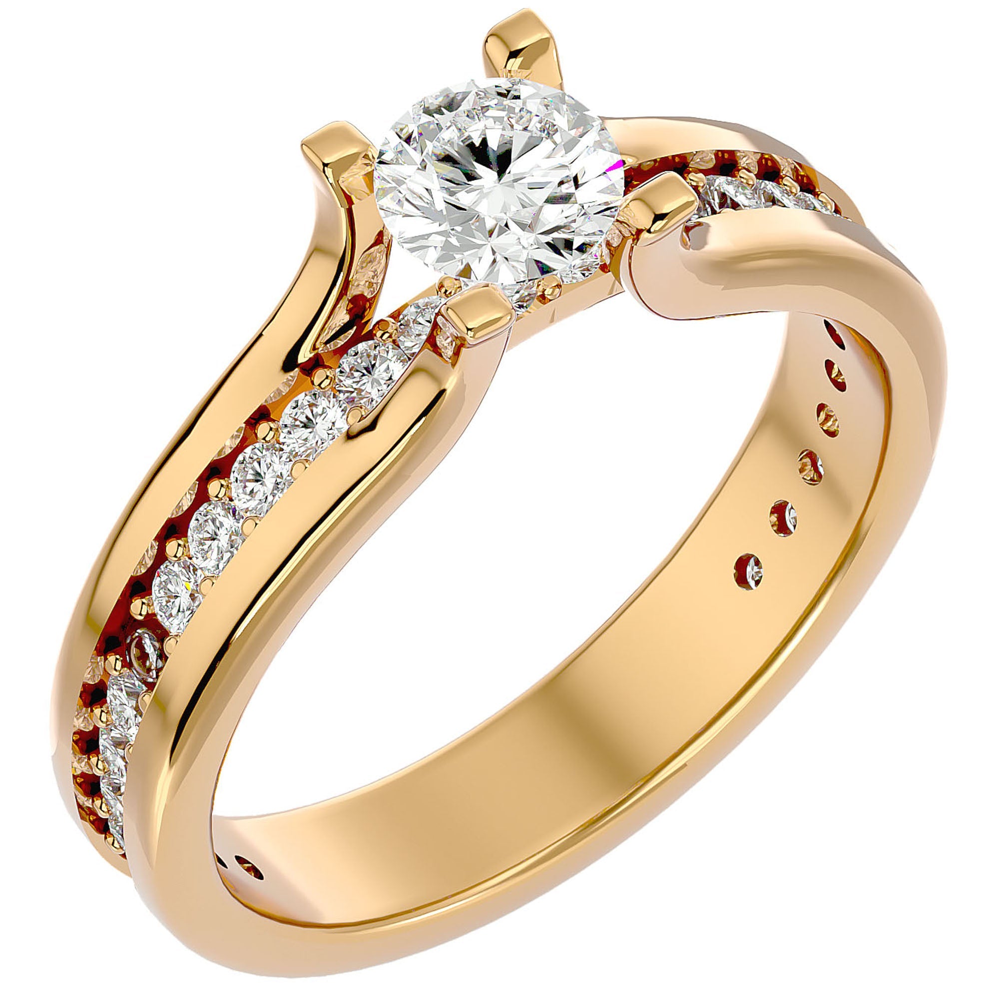 Inel De Logodnă Serene Pavé cu Diamante Naturale de 0.97 ct din 18k Aur Galben - Castelo.ro