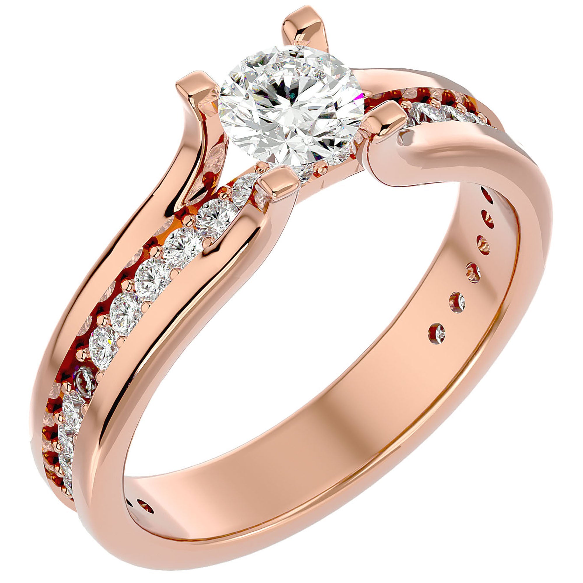 Inel De Logodnă Serene Pavé cu Diamante Naturale de 0.97 ct din 18k Aur Roz - Castelo.ro