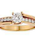 Inel De Logodnă Solitaire Pavé Doré din Aur 14k cu Diamante Create în Laborator de 0.96 ct din 14k Aur Galben - Castelo.ro