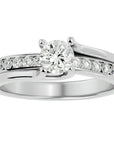 Inel De Logodnă Solitaire Pavé Doré din Aur 14k cu Diamante Create în Laborator de 0.96 ct din 14k Aur Alb - Castelo.ro