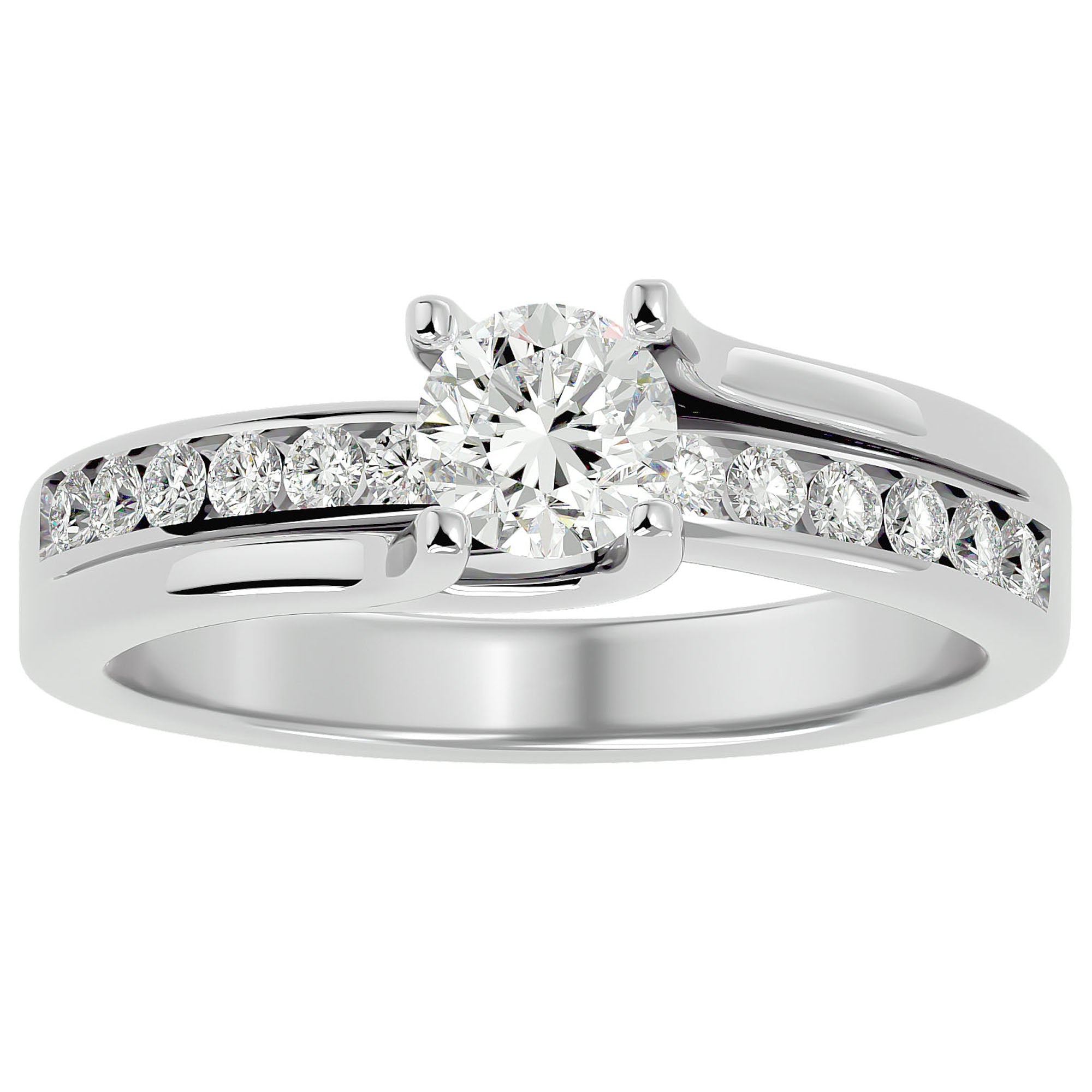 Inel De Logodnă Solitaire Pavé Doré cu Diamante Naturale de 0.96 ct din Platina - Castelo.ro