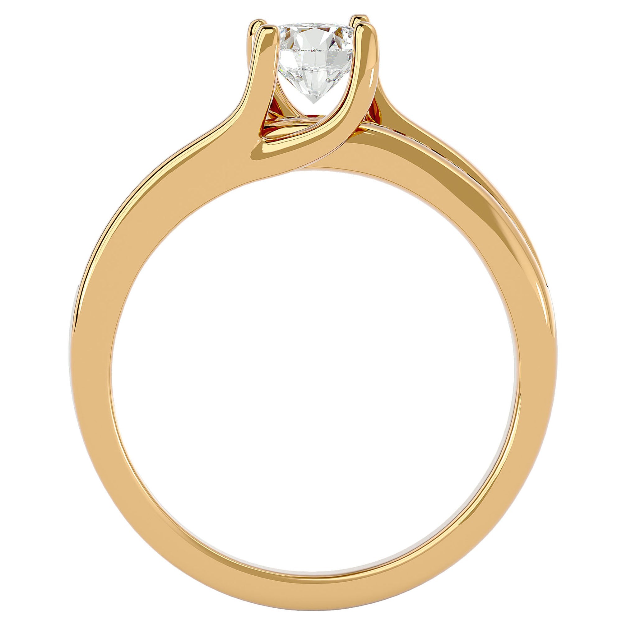 Inel De Logodnă Solitaire Pavé Doré din Aur 14k cu Diamante Create în Laborator de 0.96 ct din 14k Aur Galben - Castelo.ro