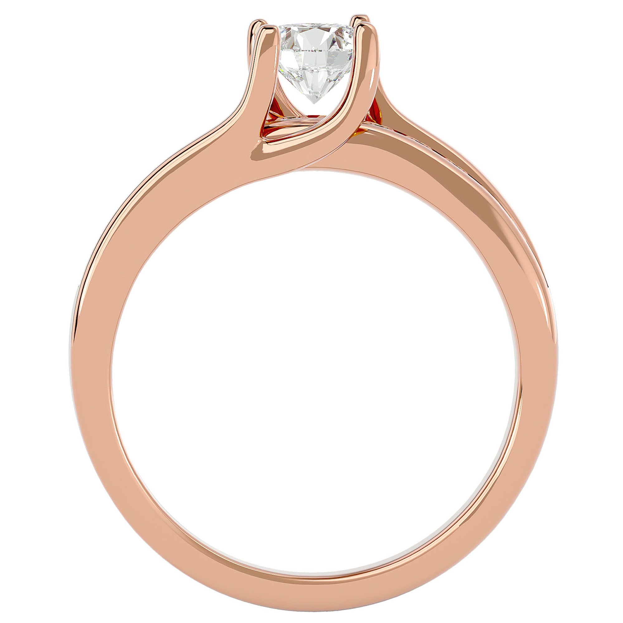 Inel De Logodnă Solitaire Pavé Doré cu Diamante Naturale de 0.96 ct din 18k Aur Roz - Castelo.ro